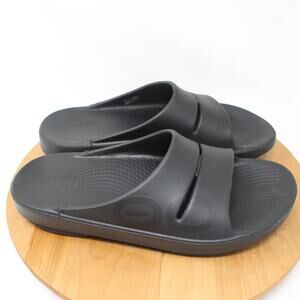 Oofos Sandals Mens 12 Ooahh Slides Black Recovery Comfort Minimalist Comfy Logo